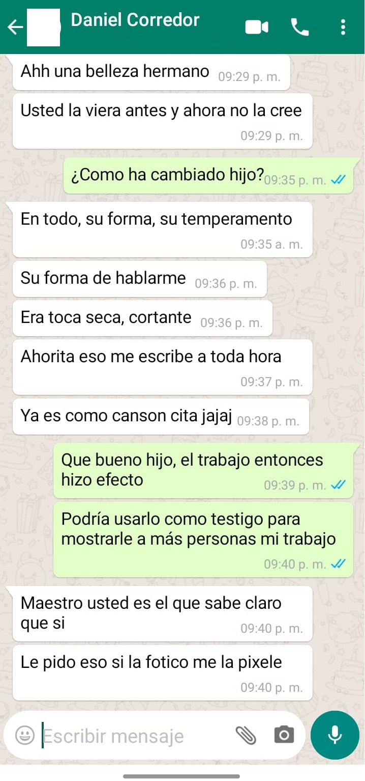 Testimonio WhatsApp Juan Sebastián